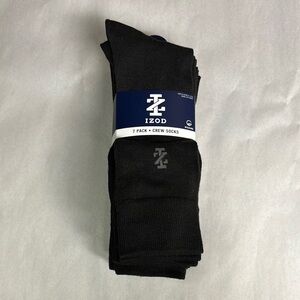 New Izod Socks Men’s Black Crew Socks 7 Pair Casual Business Dress Activewear